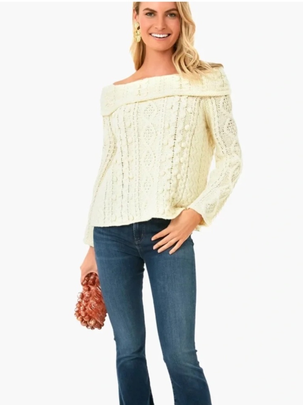 Tuckernuck Cream Cable Knit Sweater Size Small NWT